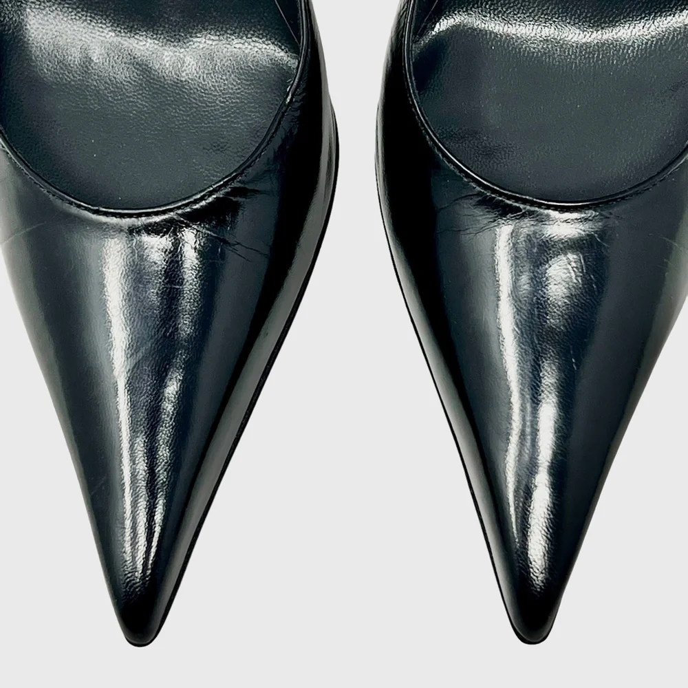 Stuart Weitzman women's black leather point toe pumps size 8 wide - Picture 4 of 16